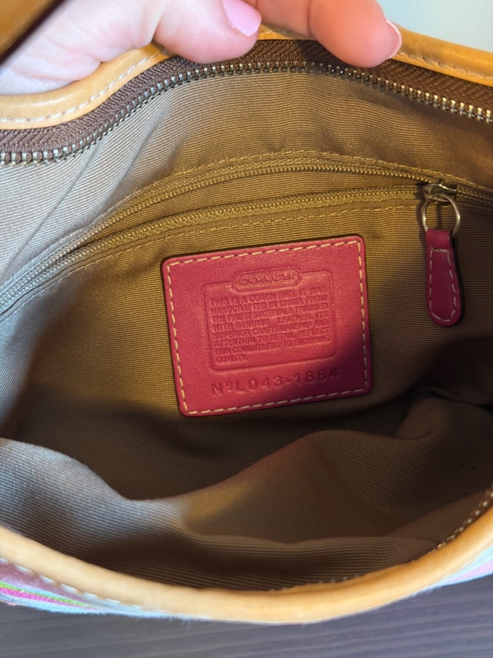 Coach Pink, Light Blue & Tan Striped Shoulder Bag - Picture 9 of 13